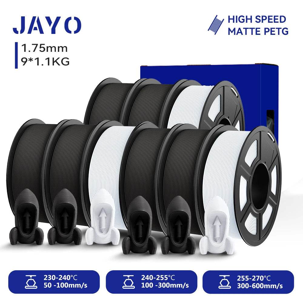 JAYO PETG Filament 1.75mm - 9 Rolls for Fast, Reliable 3D Printing with Matte Finish 6BK3WT United States