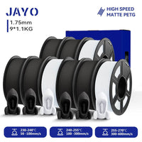 JAYO PETG Filament 1.75mm - 9 Rolls for Fast, Reliable 3D Printing with Matte Finish 6BK3WT United States