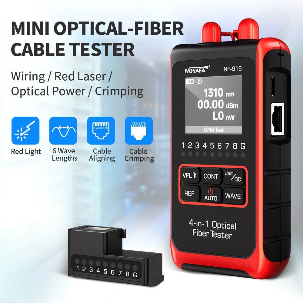 NOYAFA NF-916 4-in-1 Fiber Tester with VFL and LCD Display - Compact Optical Solution