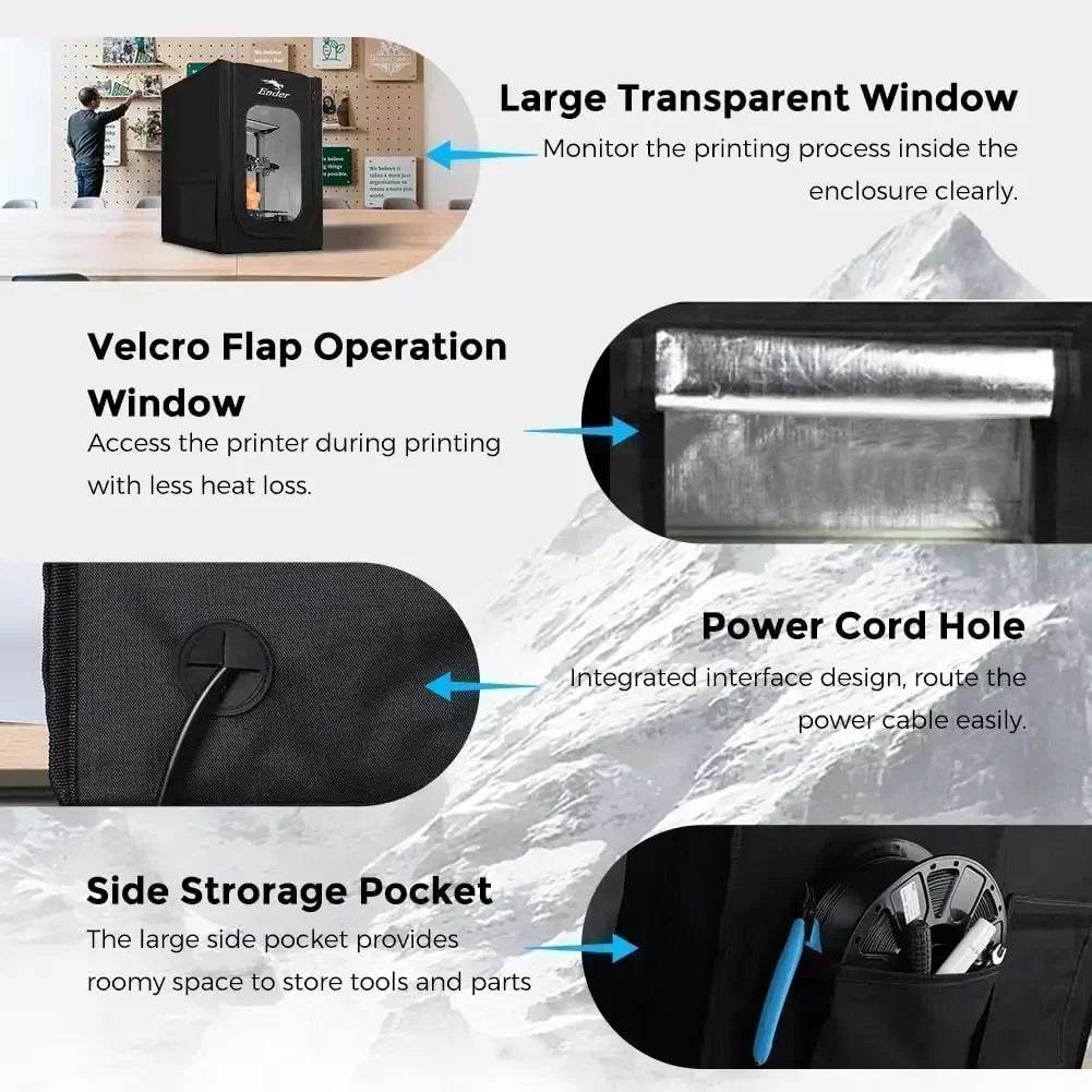 Creality Ender-3 SE Enclosure - Fireproof, Dustproof, Constant Temperature Control, Black