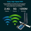 FENVI FV-AC1200 PCIe WiFi Card - 1200Mbps Dual Band 2.4GHz/5GHz, Easy Install for Gaming & Streaming