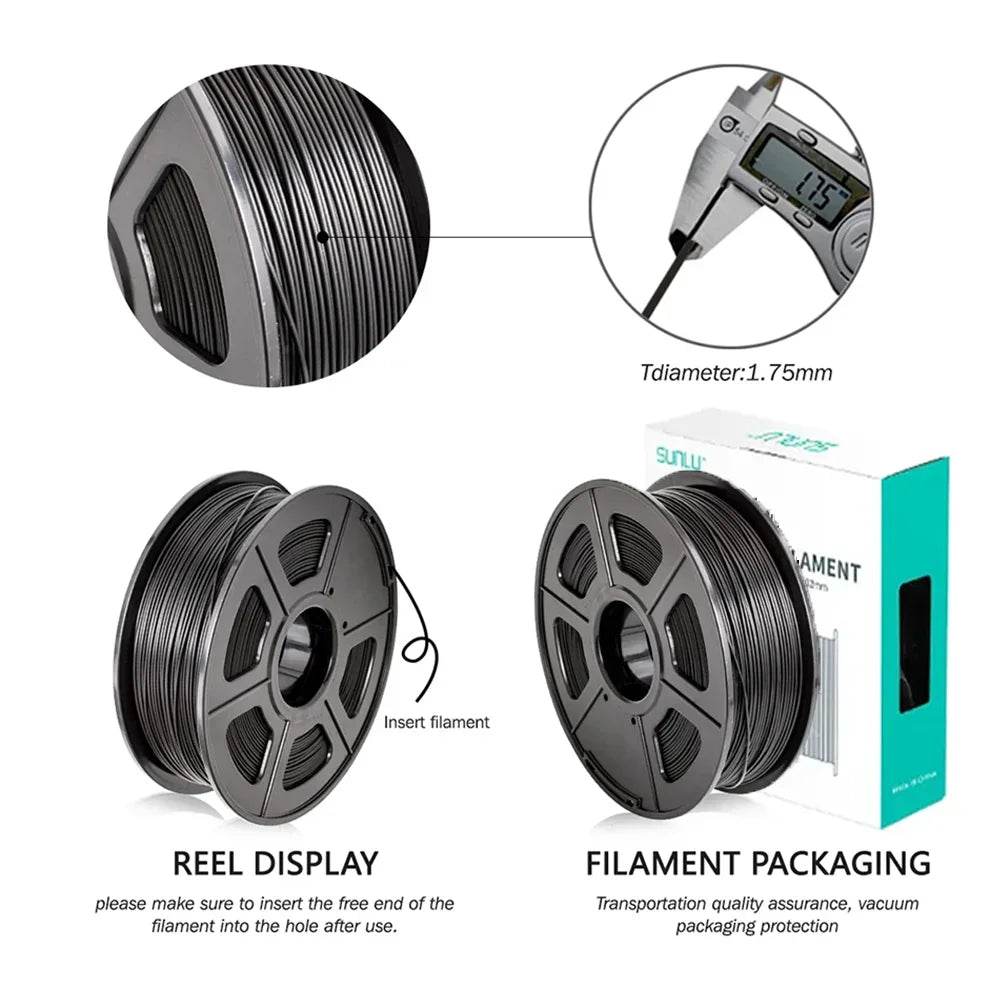 SUNLU PLAPLUS 1.75mm Filament 5kg - Tangle-Free, Eco-Friendly, Odorless, Bright Color