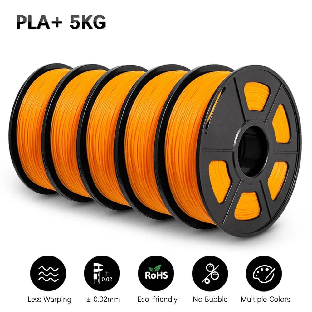 SUNLU PLAPLUS 1.75mm Filament 5kg - Tangle-Free, Eco-Friendly, Odorless, Bright Color PLA PLUS Orange 5 United States