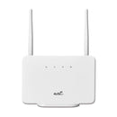Front view of the Nova 4G Wireless Router by APWIKOGER, featuring indicator lights and dual antennas for superior internet performance.
