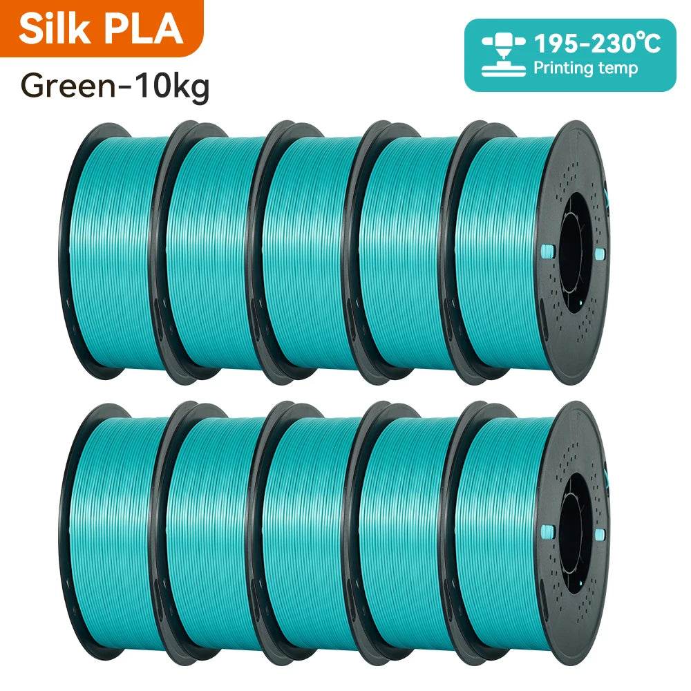 Green KINGROON 10KG Silk PLA Filament Set 1.75mm | Vibrant Mixed Colors with Glossy Finish enhancing your 3D printing experience.