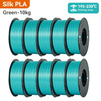 Green KINGROON 10KG Silk PLA Filament Set 1.75mm | Vibrant Mixed Colors with Glossy Finish enhancing your 3D printing experience.