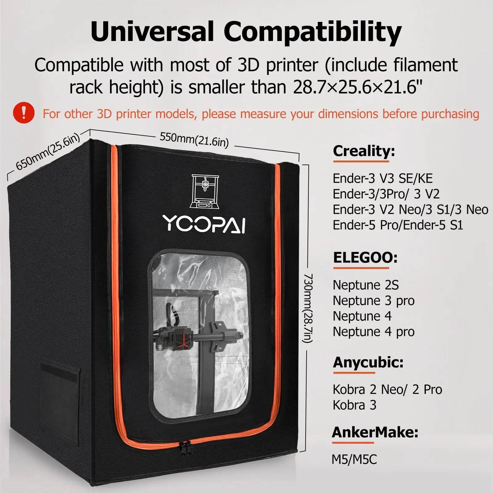 YOOPAI 3D Printer Enclosure for Bambu & Creality with LED Light - Fireproof, Dustproof, Temperature Control M1 high(75cm) United States