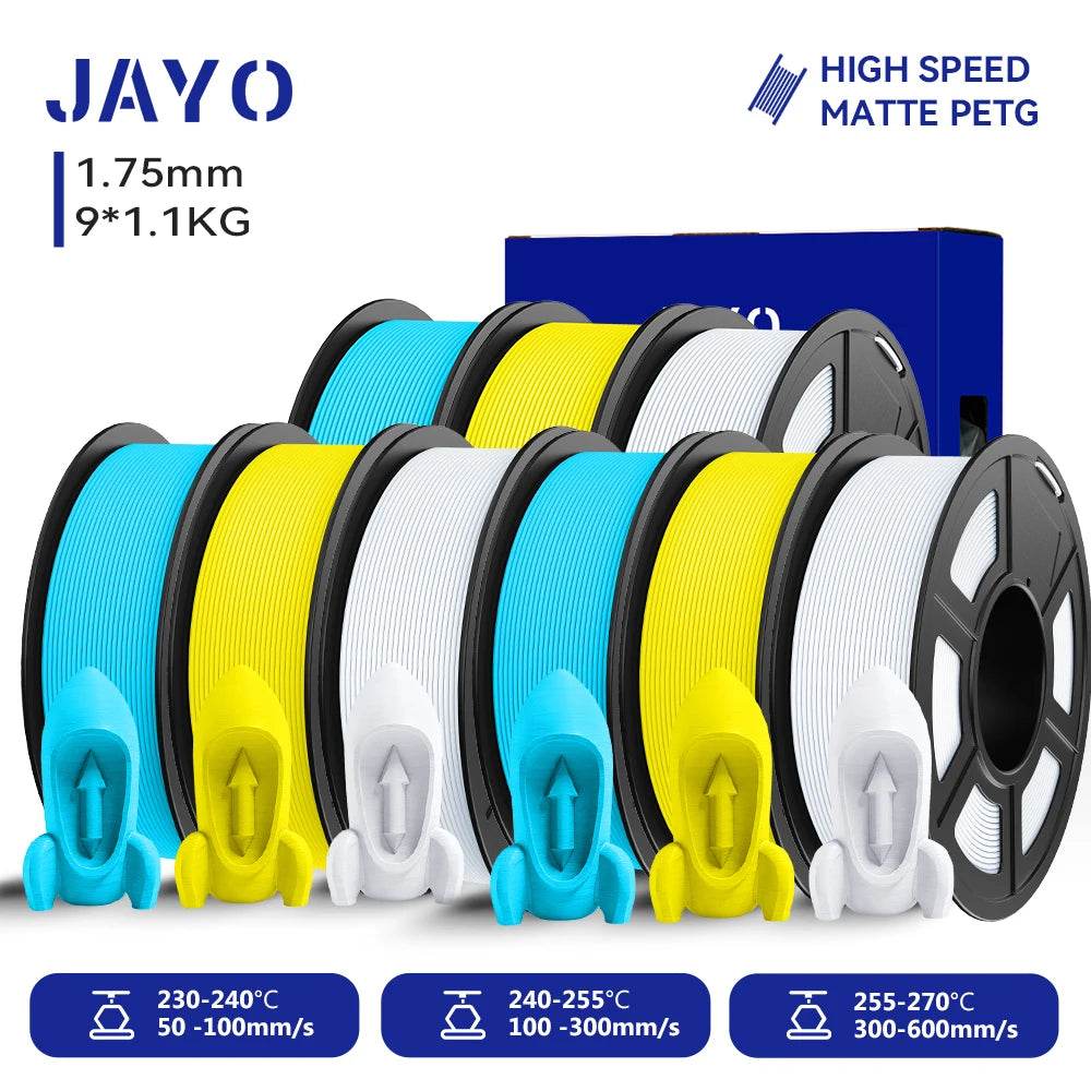 JAYO PETG Filament 1.75mm - 9 Rolls for Fast, Reliable 3D Printing with Matte Finish 3SB3YL3WT United States