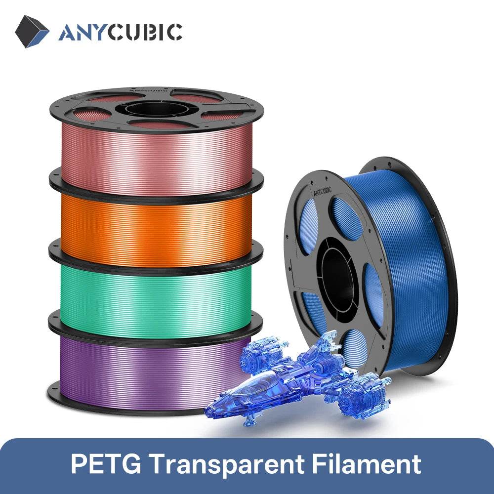 ANYCUBIC PETG-PLA 1.75mm Clear Multicolor Filament for Kobra 3 S1C - Vibrant, Strong Prints