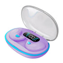 Xiaomi Invisible Bluetooth 5.3 Earbuds by ALLOYSEED displayed in an elegant charging case, featuring a purple exterior and a digital battery indicator, ideal for music enthusiasts.