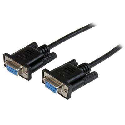 2M Black DB9 Null Modem Cable - Female to Female RS232 Connection with EMI Shielding