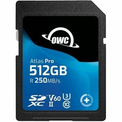 OWC 512GB Atlas Pro SDXC V60 Card - 250MB/s Read, 130MB/s Write, 4K Video Ready, 3-Year Warranty