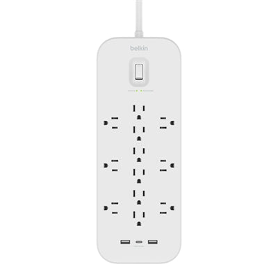 Belkin 12 Outlet Power Strip with 6ft Cord and USB A-C Charging Ports