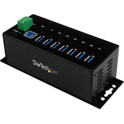 7-Port Industrial USB 3.0 Hub with ESD Protection - DIN Rail & Surface Mountable, Metal Housing