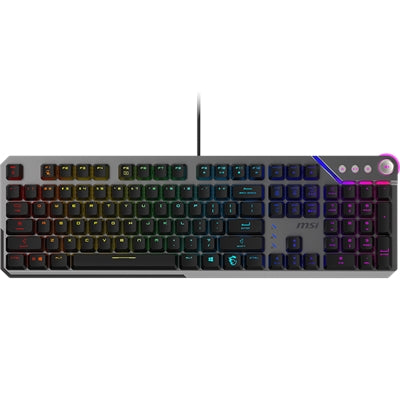 MSI Strike 600 Silent Gaming Keyboard - Mechanical Silent Switches, Octagonal Keycaps, Media Controls