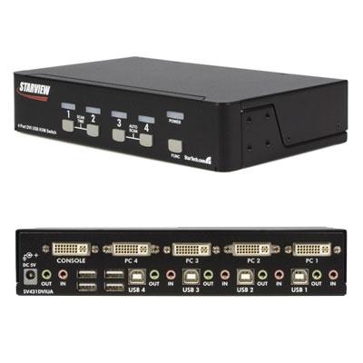 4-Port DVI USB KVM Switch with Audio/Mic Switching & Integrated USB 2.0 Hub - Startech.com