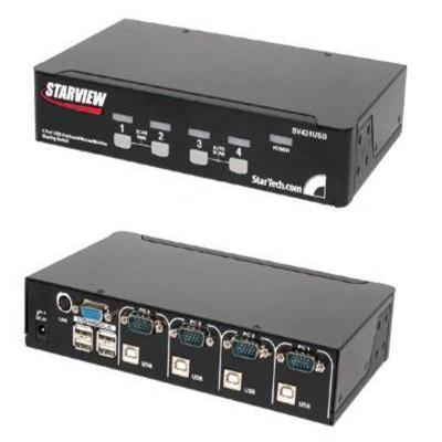 4 Port USB KVM Switch With Built-In Hub - Control 4 Computers From 1 Monitor And USB Peripherals