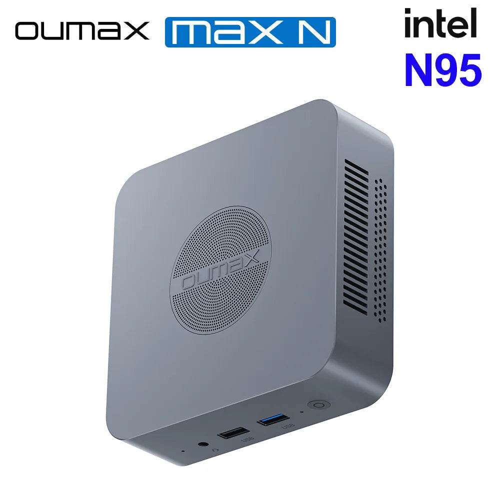 OUMAX Mini PC Intel N100, 16GB RAM, 500GB Storage, Fanless Design, Dual LAN Connectivity