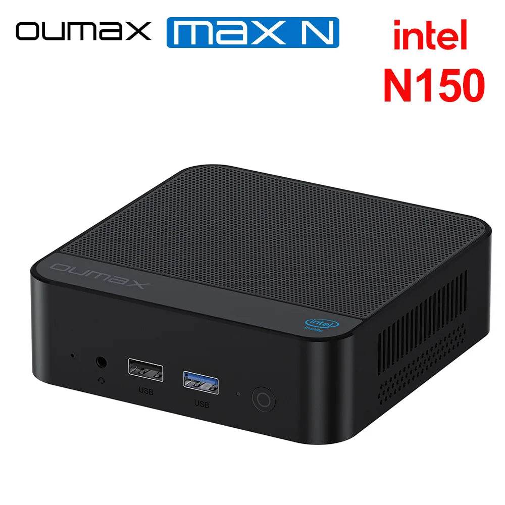 OUMAX Twin Lake N150 Mini PC - 16GB RAM, 500GB Storage, Whisper-Quiet Office Performance