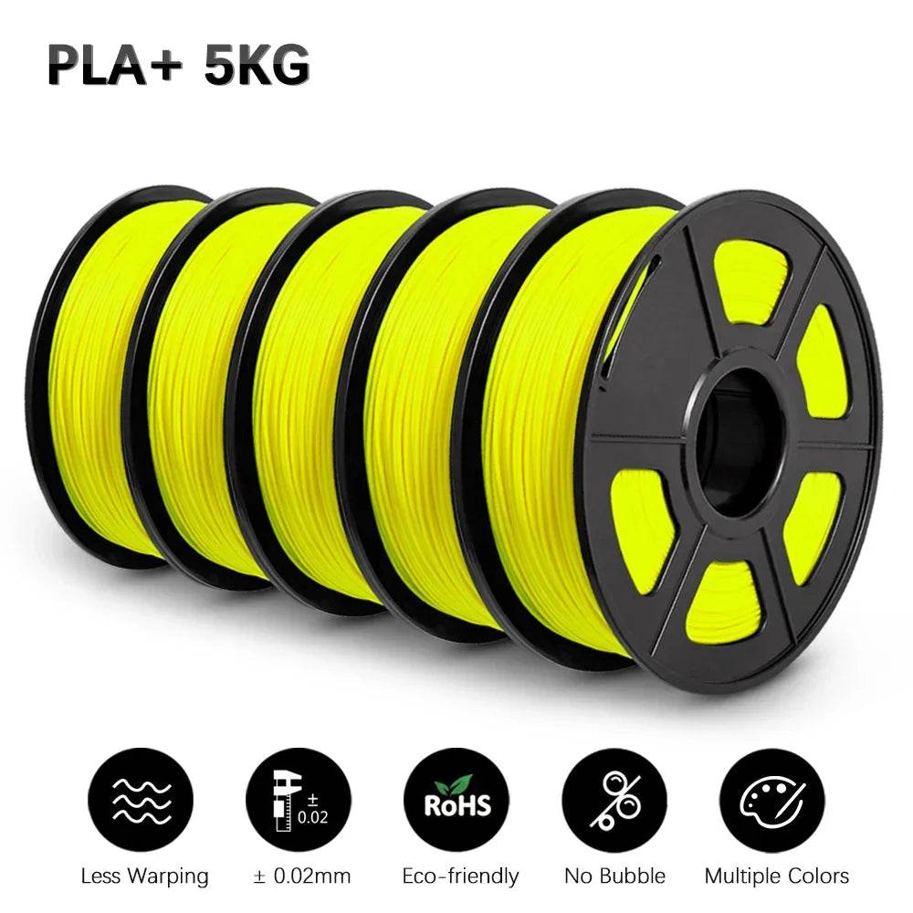 SUNLU PLAPLUS 1.75mm Filament 5kg - Tangle-Free, Eco-Friendly, Odorless, Bright Color PLA PLUS Yellow 5 United States