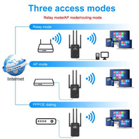 ALLOYSEED 2.4 GHz Long Range WiFi Extender with 4 Antennas & Ethernet Port, Easy Setup