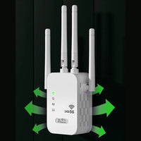 LAIMANEI 1200Mbps Dual Band WiFi Repeater with 4 Antennas & WAN/LAN Port for Seamless Connectivity United States