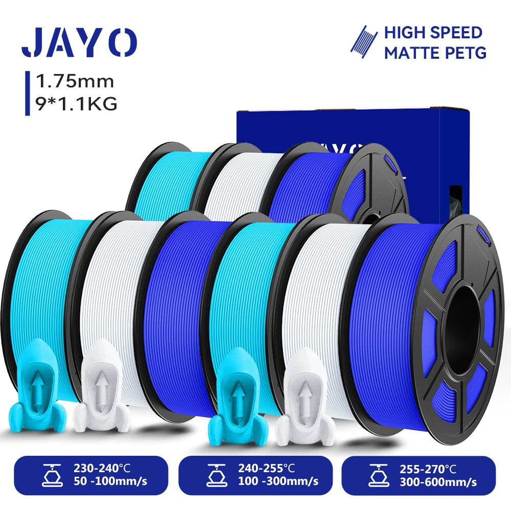 JAYO PETG Filament 1.75mm - 9 Rolls for Fast, Reliable 3D Printing with Matte Finish 3SB3BL3WT United States