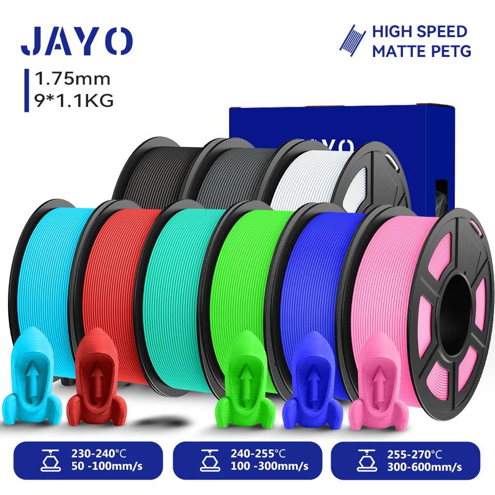 JAYO PETG Filament 1.75mm - 9 Rolls for Fast, Reliable 3D Printing with Matte Finish BKWTGYSBRDMGGNBLPK United States
