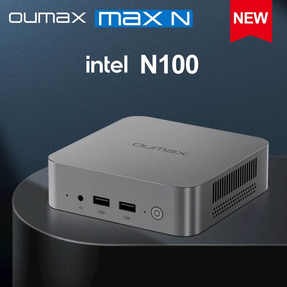 OUMAX Mini PC Intel N100, 16GB RAM, 500GB Storage, Dual 1000M LAN, Quiet Design for Home & Office