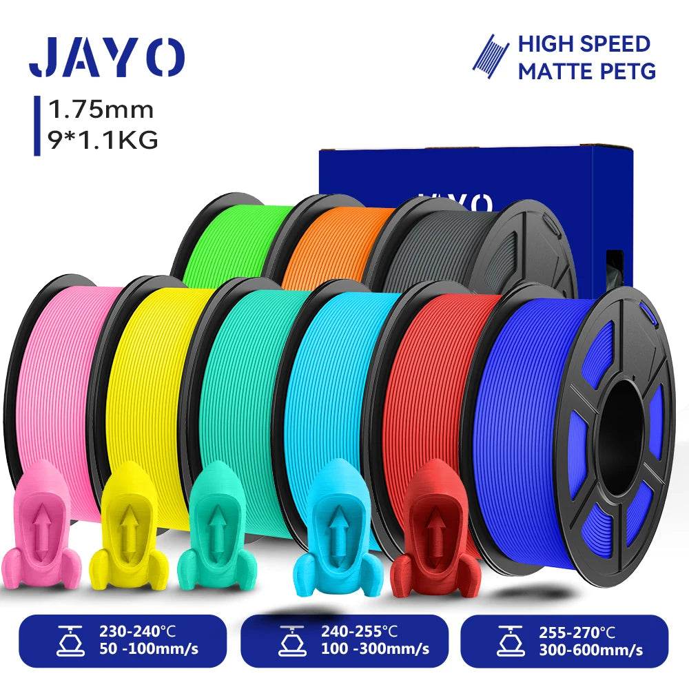 JAYO PETG Filament 1.75mm - 9 Rolls for Fast, Reliable 3D Printing with Matte Finish GNORGYPKYLMGSBRDBL United States