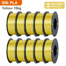 KINGROON 10KG Silk PLA Filament Set featuring bright yellow color, 1.75mm diameter, ideal for eye-catching 3D creations.