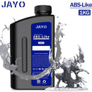 JAYO 3D Printer Resin - ABS-Like, Water Washable, 395-405nm, Durable High-Detail Prints. Illustrating the product alongside a captivating monster model, showcasing its ability to achieve intricate details.