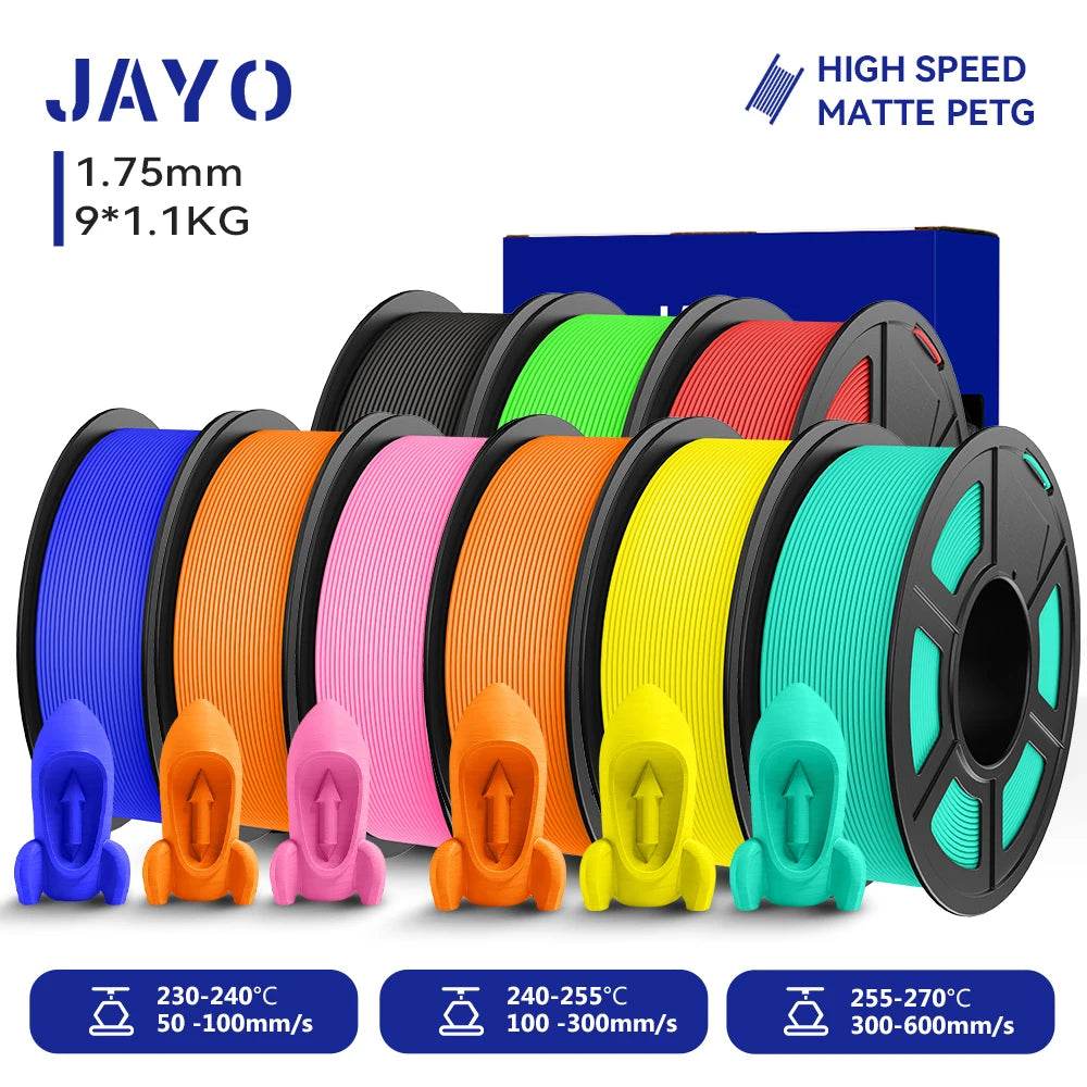 JAYO PETG Filament 1.75mm - 9 Rolls for Fast, Reliable 3D Printing with Matte Finish GYGNRDBL2ORPKYLMG United States