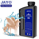 JAYO 3D Printer Resin - ABS-Like, Water Washable, 395-405nm, Durable High-Detail Prints. Displaying the resin bottle with a stunning unicorn sculpture, highlighting its water-washable formula for easy cleanup.