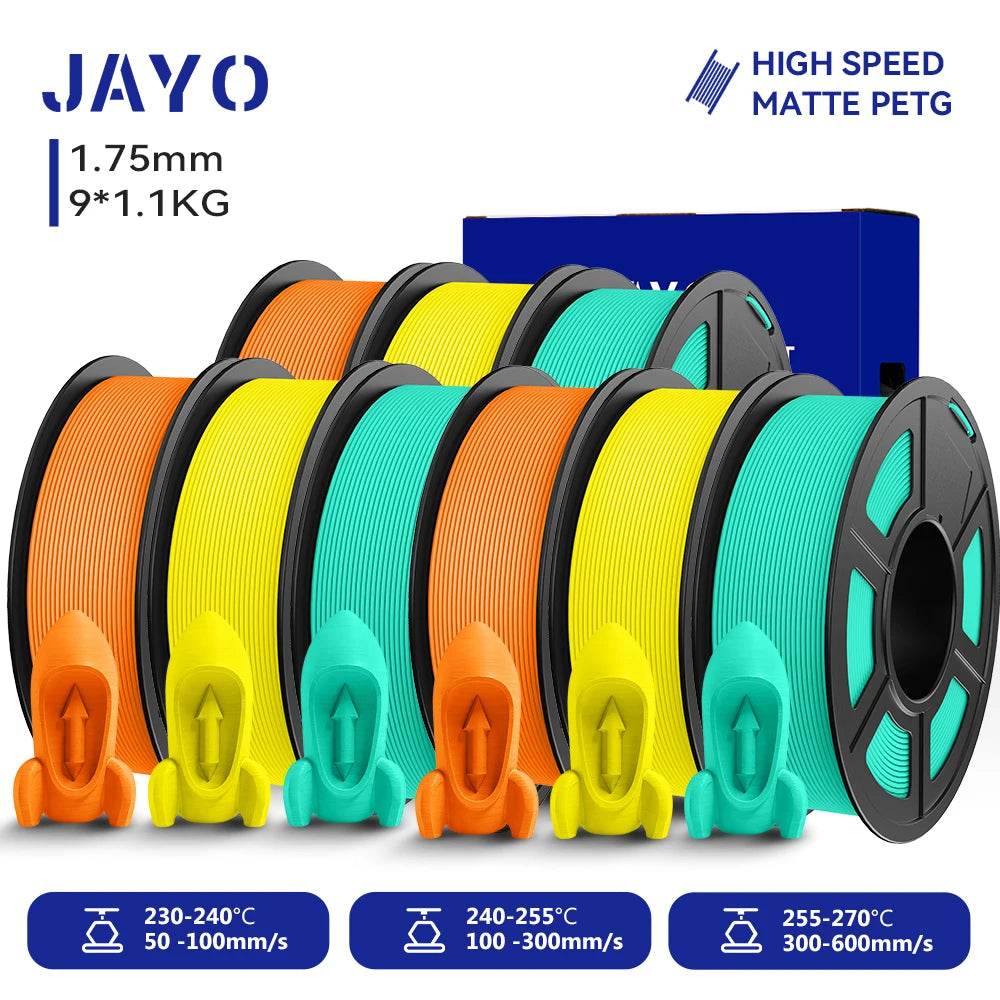 JAYO PETG Filament 1.75mm - 9 Rolls for Fast, Reliable 3D Printing with Matte Finish 3OR3YL3MG United States