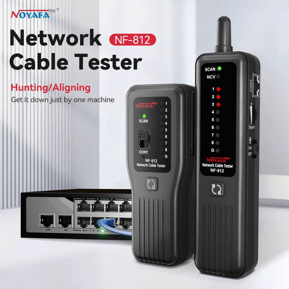 Noyafa NF-812 Cable Tester for RJ45/RJ11 - Anti-Interference Design, Burn Resistant, Portable Network Tool