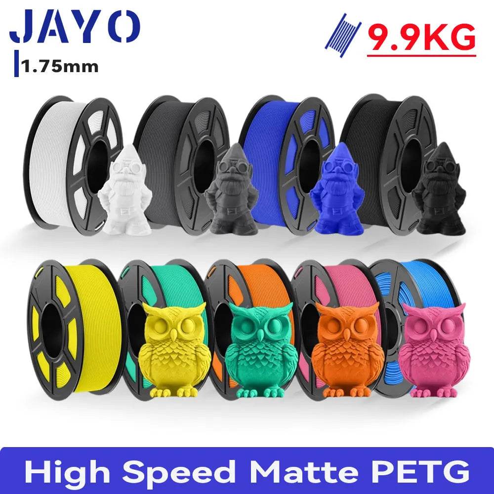 JAYO PETG Filament 1.75mm - 9 Rolls for Fast, Reliable 3D Printing with Matte Finish