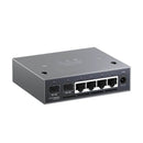 Detailed view of the XikeStor 2.5G L2 Managed Switch showcasing its 4 x 2.5G RJ45 ports and 2 x 10G SFP+ uplinks for enhanced networking capabilities.