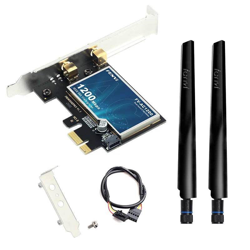 FENVI FV-AC1200 PCIe WiFi Card - 1200Mbps Dual Band 2.4GHz/5GHz, Easy Install for Gaming & Streaming