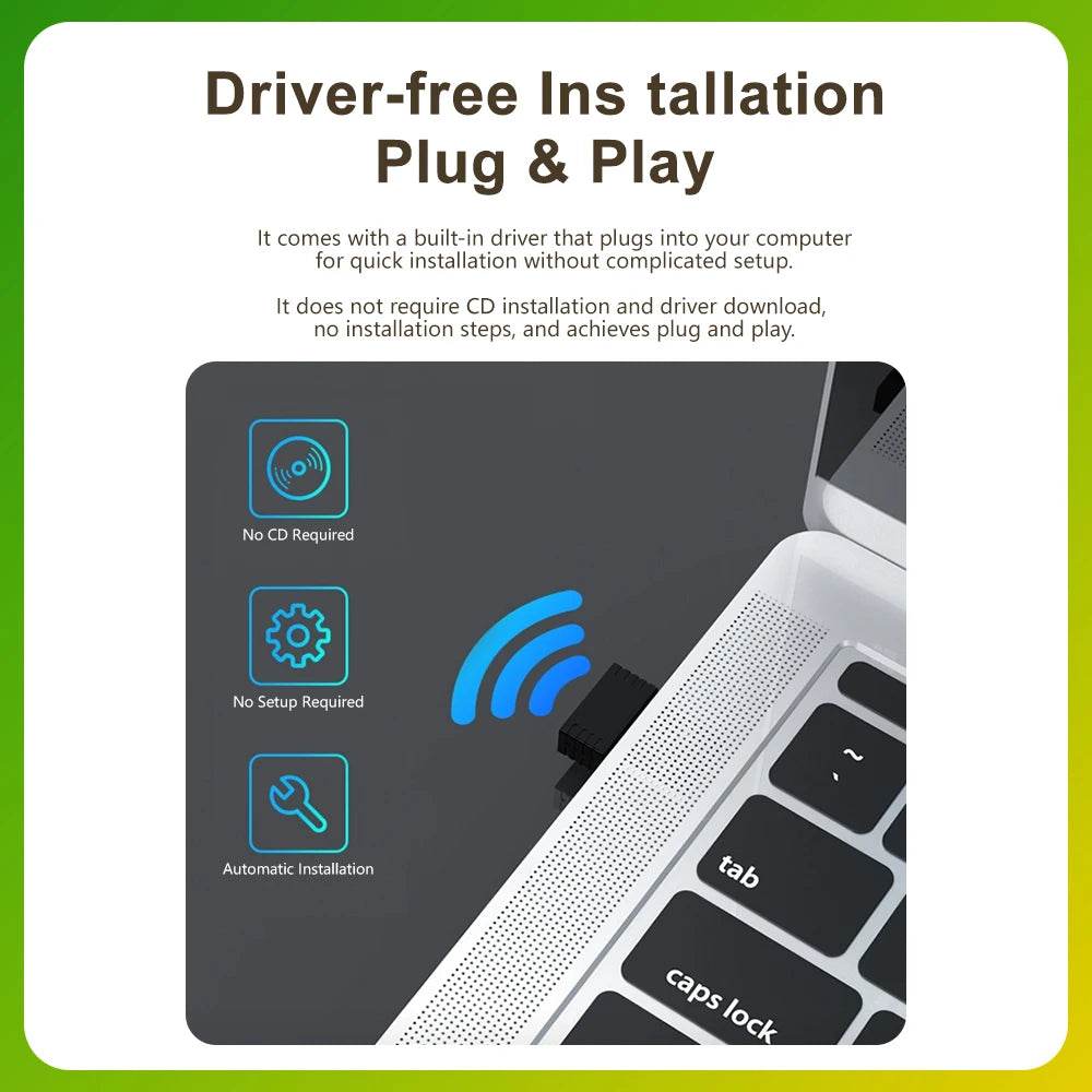 AX300 Mini USB WiFi 6 Adapter - 2.4GHz, Driver-Free, Compact Design for Laptops