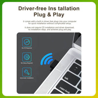 AX300 Mini USB WiFi 6 Adapter - 2.4GHz, Driver-Free, Compact Design for Laptops