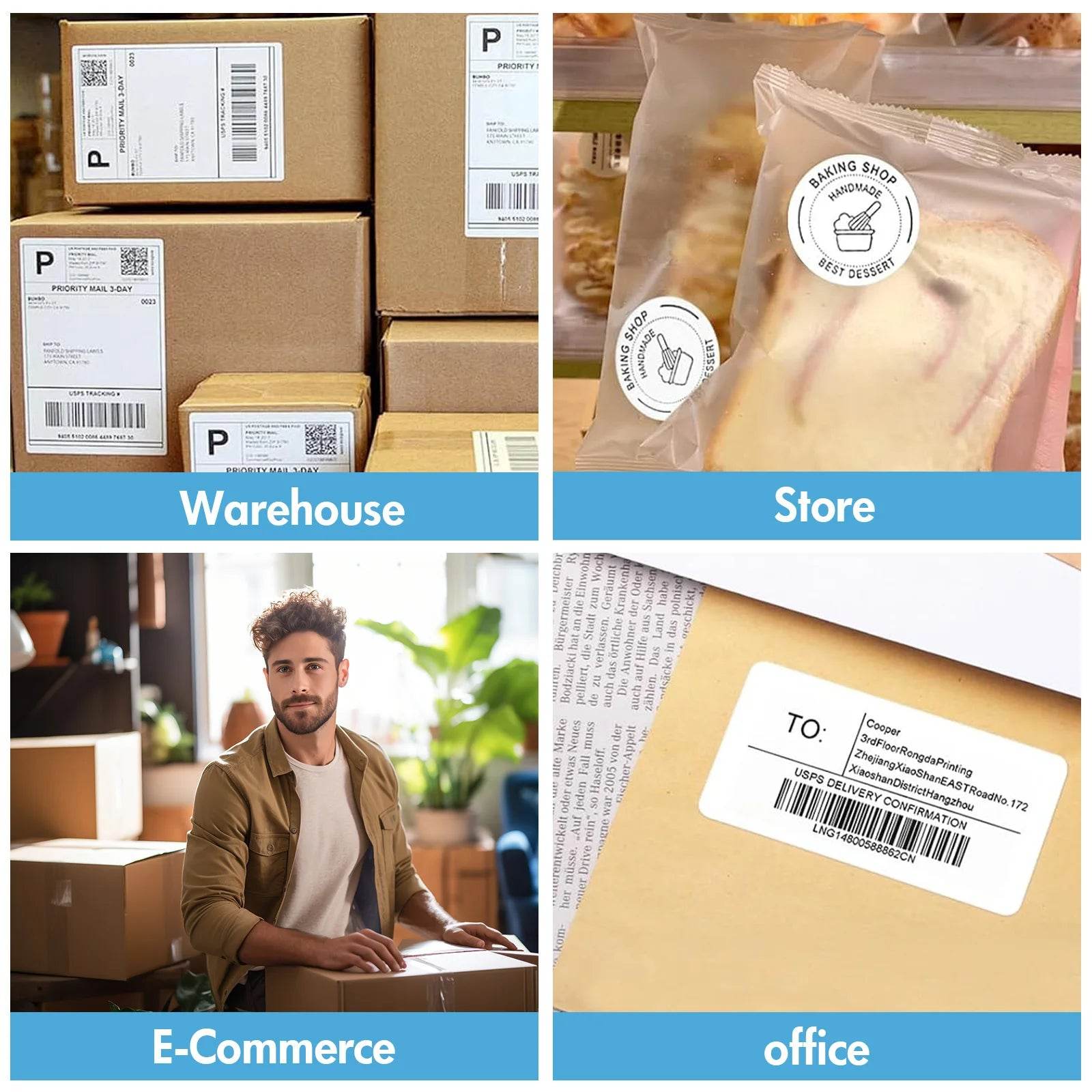 LabelPro Portable Thermal Printer 300DPI 4x6 WiFi Bluetooth Fast 150mm/s High-Speed Shipping