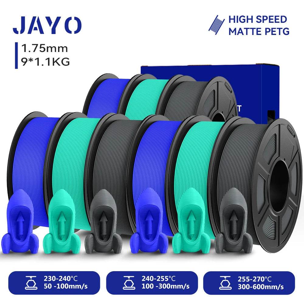 JAYO PETG Filament 1.75mm - 9 Rolls for Fast, Reliable 3D Printing with Matte Finish 3BL3MG3GY United States