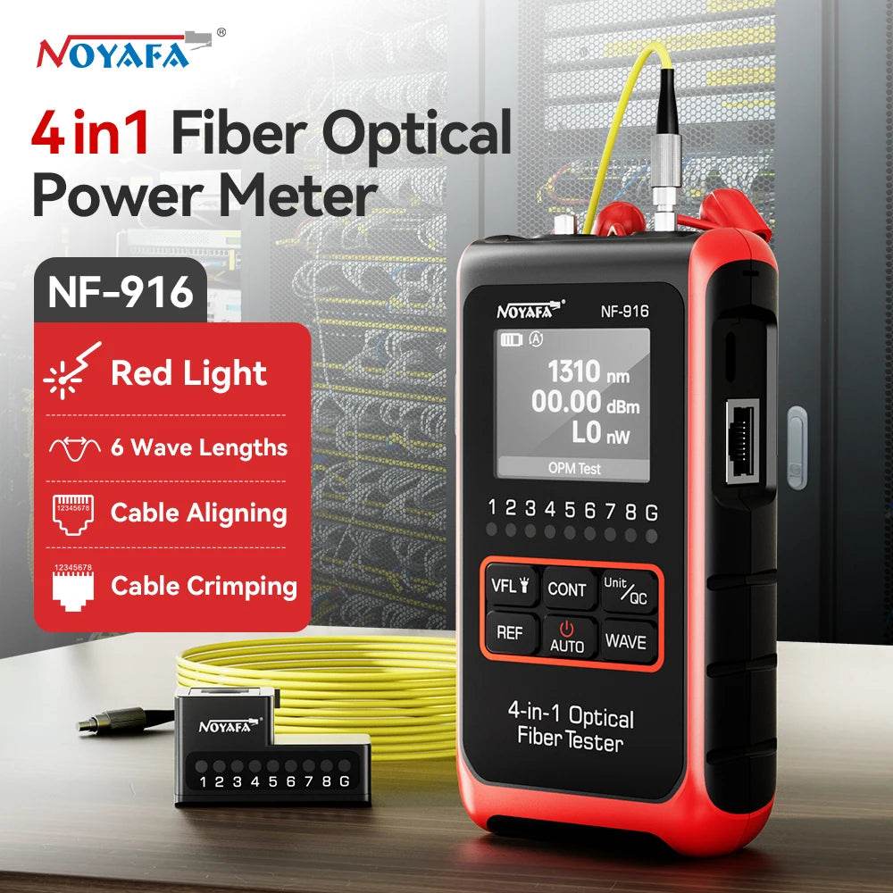 NOYAFA NF-916 4-in-1 Fiber Tester with VFL and LCD Display - Compact Optical Solution