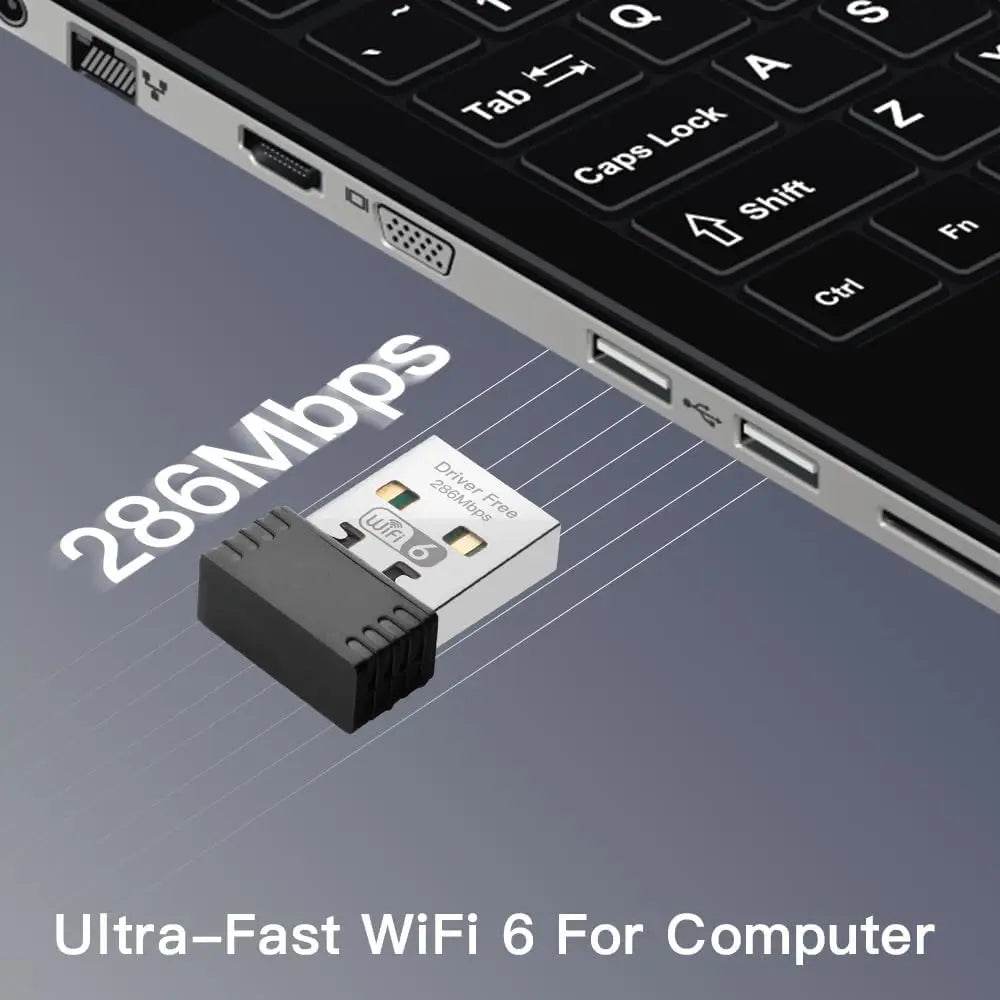 AX300 Mini USB WiFi 6 Adapter - 2.4GHz, Driver-Free, Compact Design for Laptops