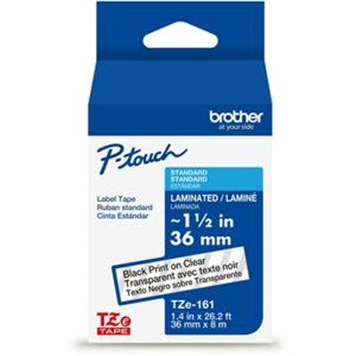 Brother 36Mm Black/Clear Thermal Transfer Tape - Water Resistant, Abrasion Resistant & Durable