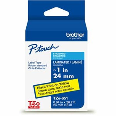 Brother International Black/Yellow 24Mm Thermal Transfer Tape, Water-Resistant, Adhesive, 26.5Ft Long