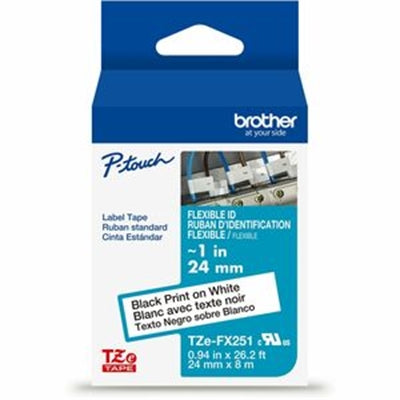 Brother 24mm White Flex ID Thermal Transfer Label Tape - 15/16" Wide, 26.25 ft Length