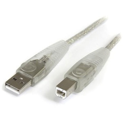 15Ft Transparent USB 2.0 AB Cable - Clear Jacket, USB A to USB B, Ideal for Connecting Devices
