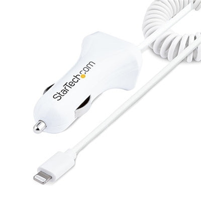 Startech.com Dual USB Lightning Car Charger with 1m Coiled Cable - Charge 2 Devices at 2.1A